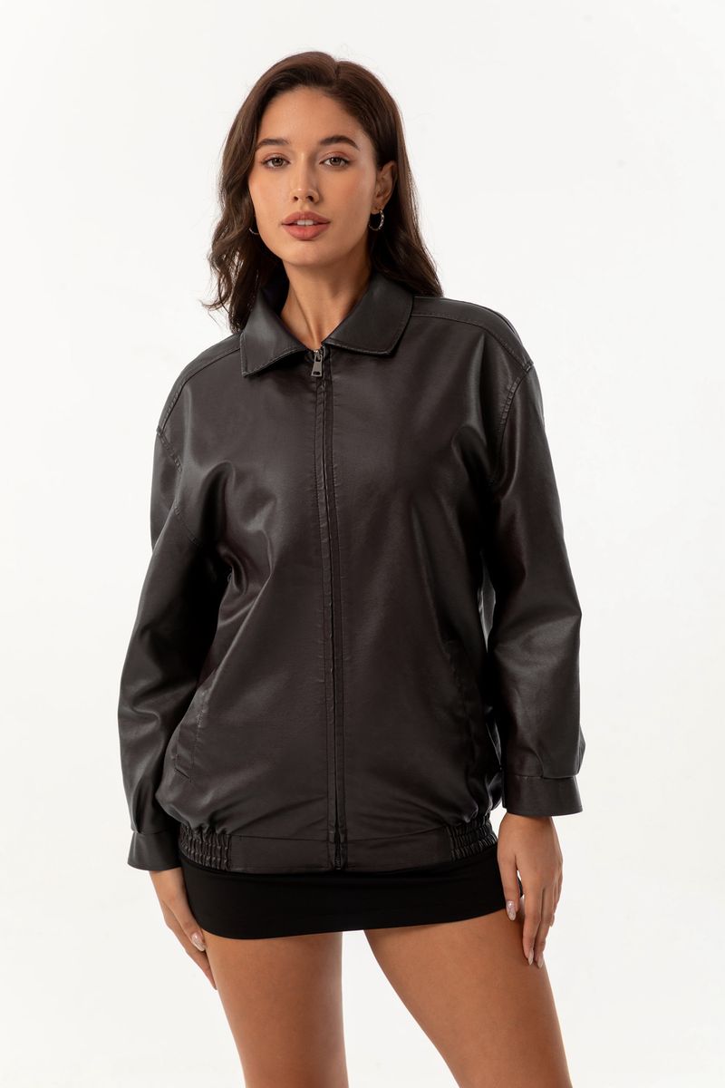 Giacca oversize in similpelle da donna con colletto a revers, cappotto ampio a maniche lunghe per primavera e autunno, capospalla alla moda_voghion.com