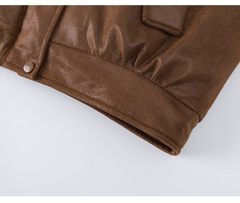 Kurze Pufferjacke aus PU für Damen mit abnehmbarem Kunstpelzkragen – kuscheliger Wintermantel mit Fleecefutter in mehreren Farben_voghion.com