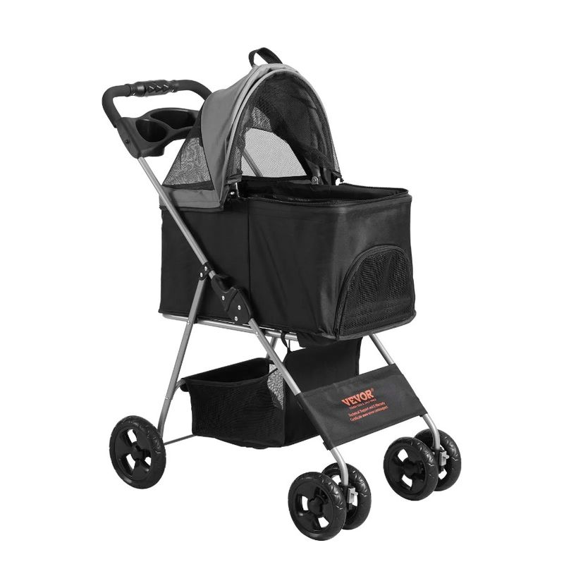 Carrier Stroller Pet Dog Stroller Puppy Rotate Detachable Wheels Weight With Capacity Storage With Stroller 4 Bas Brakes 35lbs_voghion.com