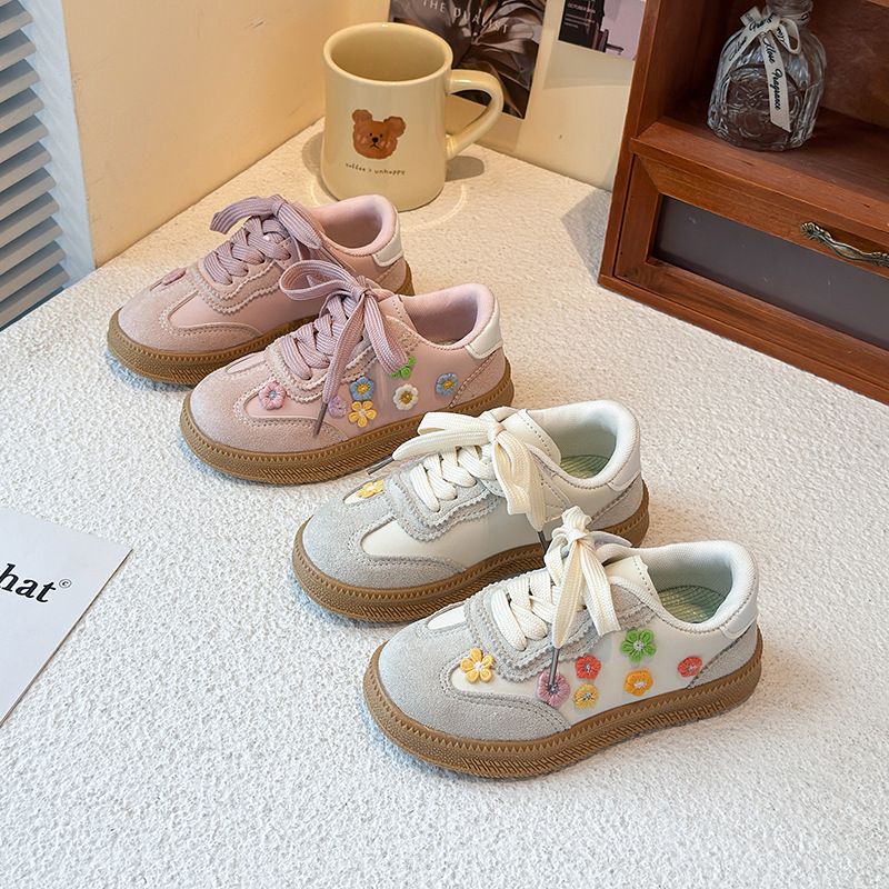 Floral Canvas Sneakers – Retro Lace-Up Training Shoes For Girls & Teens (Breathable Casual Shoes, Lightweight Comfort, Vintage-Inspired Design)_voghion.com