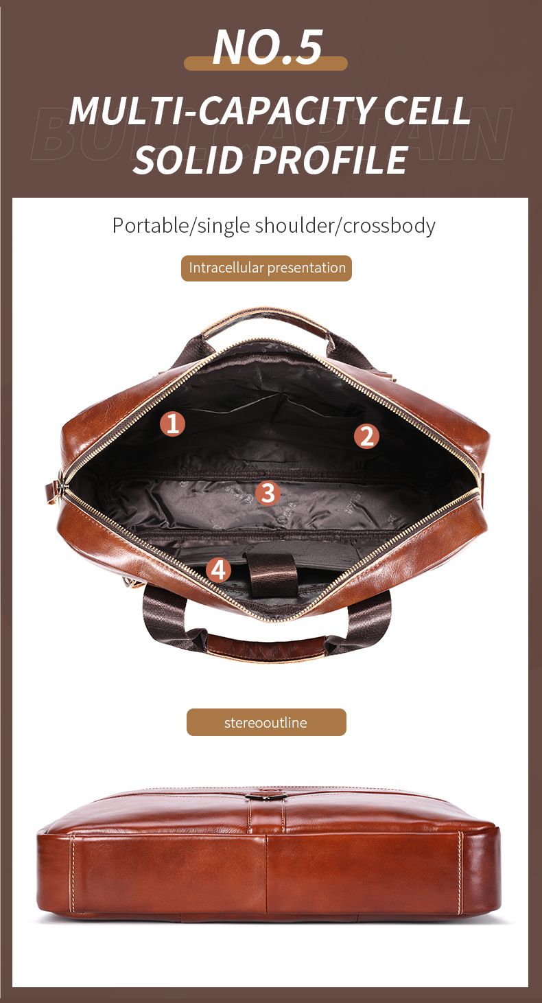 Borsa da uomo d'affari Captain Niu, borsa a tracolla alla moda, primo strato in pelle bovina, borsa da uomo multifunzionale di grande capacità_voghion.com