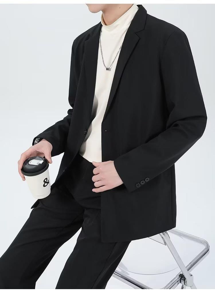 Veste blazer slim en velours côtelé pour homme - Veste de costume décontractée à simple boutonnage avec revers crantés, style décontracté, printemps-automne_voghion.com