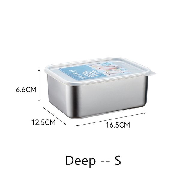 Contenitore per alimenti in acciaio inossidabile quadrato 304, sigillato, con coperchio, per alimenti, frigorifero, pesce, carne, congelato, scatola refrigerata_voghion.com