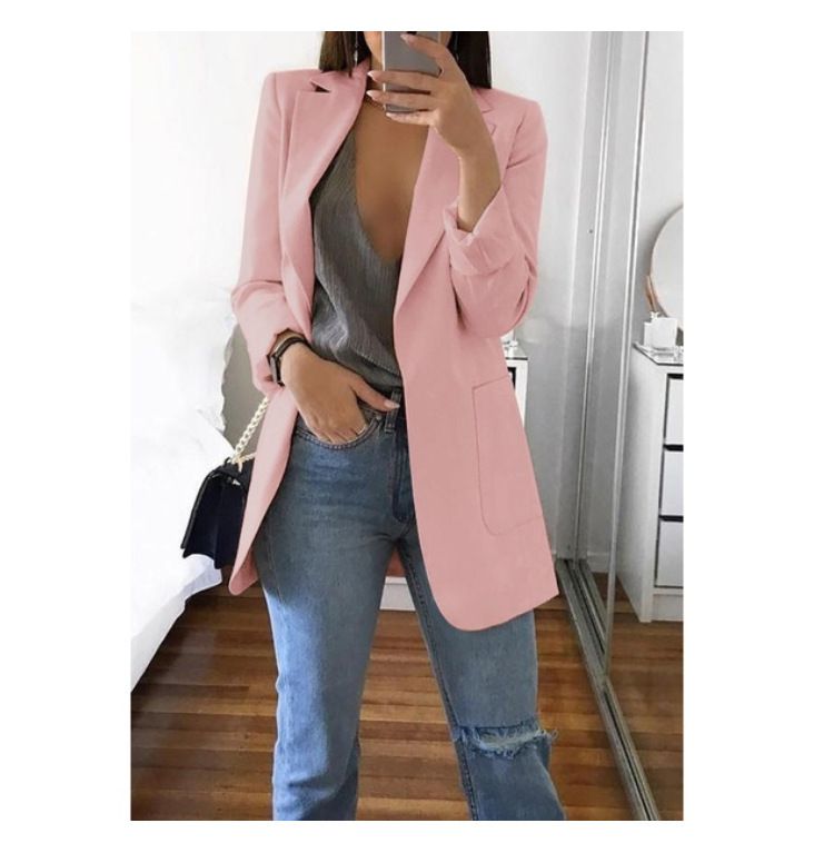 Dammode casual kostym lapel slim cardigan stil kostymjacka_voghion.com