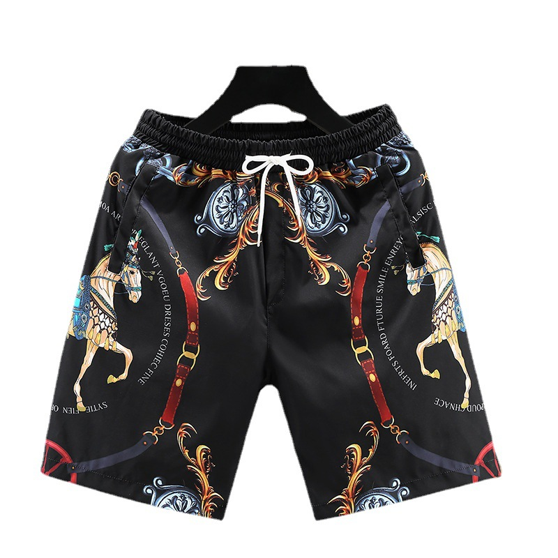 Couple Quick Drying Shorts Men's Summer Printed Beach Pants Thin Pants Men's Casual Capris_voghion.com