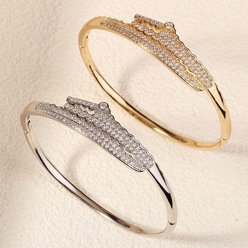 Bracciale aperto con chiodo di diamanti da donna, gioielli per cene di nozze, gioielli di lusso di nicchia, bracciale con zirconi leggeri_voghion.com