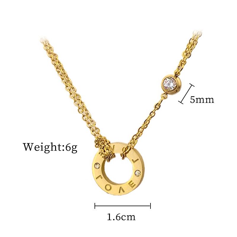 Collana in vero oro con ciondolo a forma di cerchio in acciaio al titanio con ciondolo a forma di fornace eolica, estremamente semplice, per donna 【 】_voghion.com