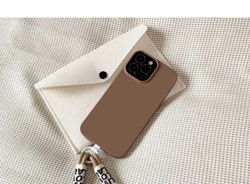 Crossbody Lanyard Strap Rope Cord Soft Case For iPhone 12 13 MiNi 11 Pro Max XS XR X 8 7 Plus SE 3 Brown Silicone Cover_voghion.com