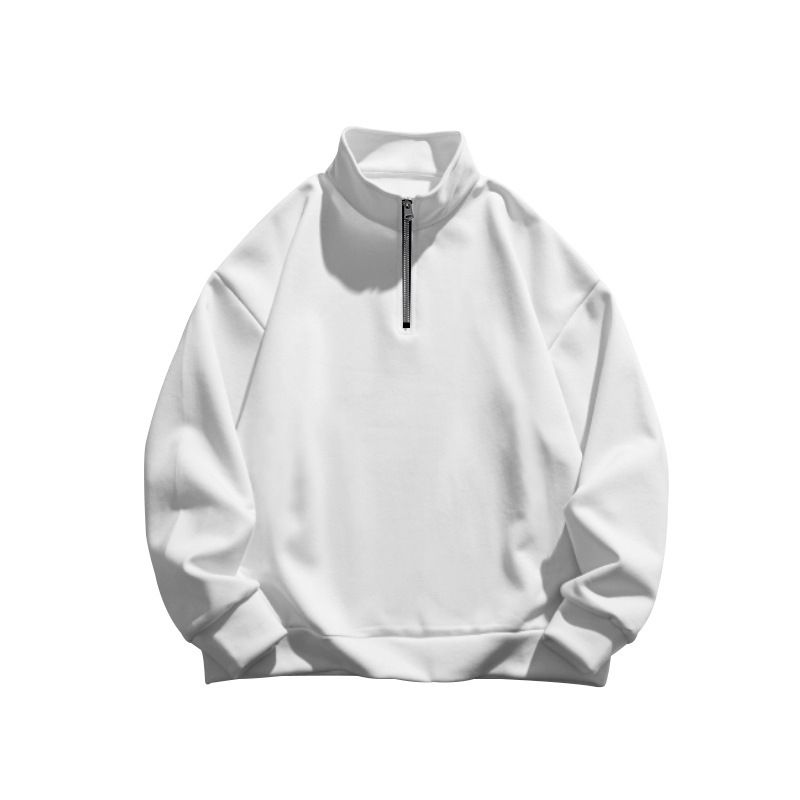 Felpa con cappuccio in pile casual da uomo con collo alto e mezza cerniera - Vestibilità ampia, calda e confortevole, taglia europea_voghion.com