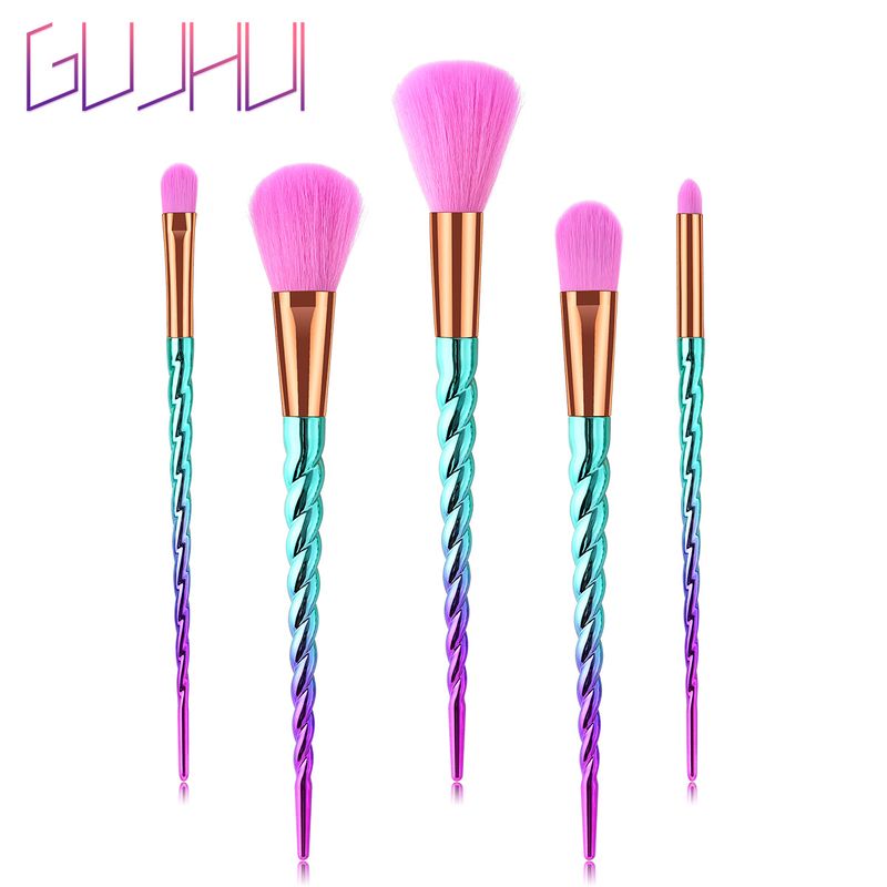 5-teiliges Make-up-Pinselset, Make-up-Tools, Augenset, Lidschattenpinsel, rosa und blauer Farbverlauf, Yuncai GUJHUI_voghion.com