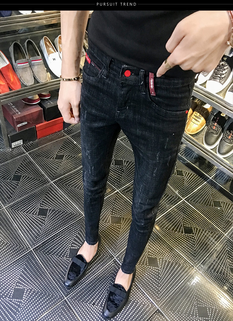 Trendige Herren-Herbst- und Winterjeans im koreanischen Stil mit schmaler Passform, Retro-Jeans mit blauen Whiskers und kleinen Füßen für Männer mit sozialem Geist und schnellen Händen_voghion.com