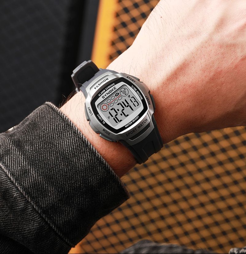 SYNOKE new retro electronic watch men's large screen simple waterproof luminous student watch sports_voghion.com