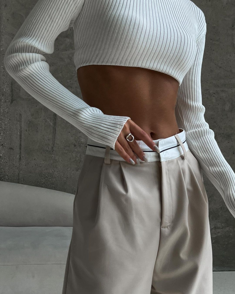 Spring New Solid Color Fashionable Slim Casual Trousers Niche Design Floor Length Suit Pants_voghion.com