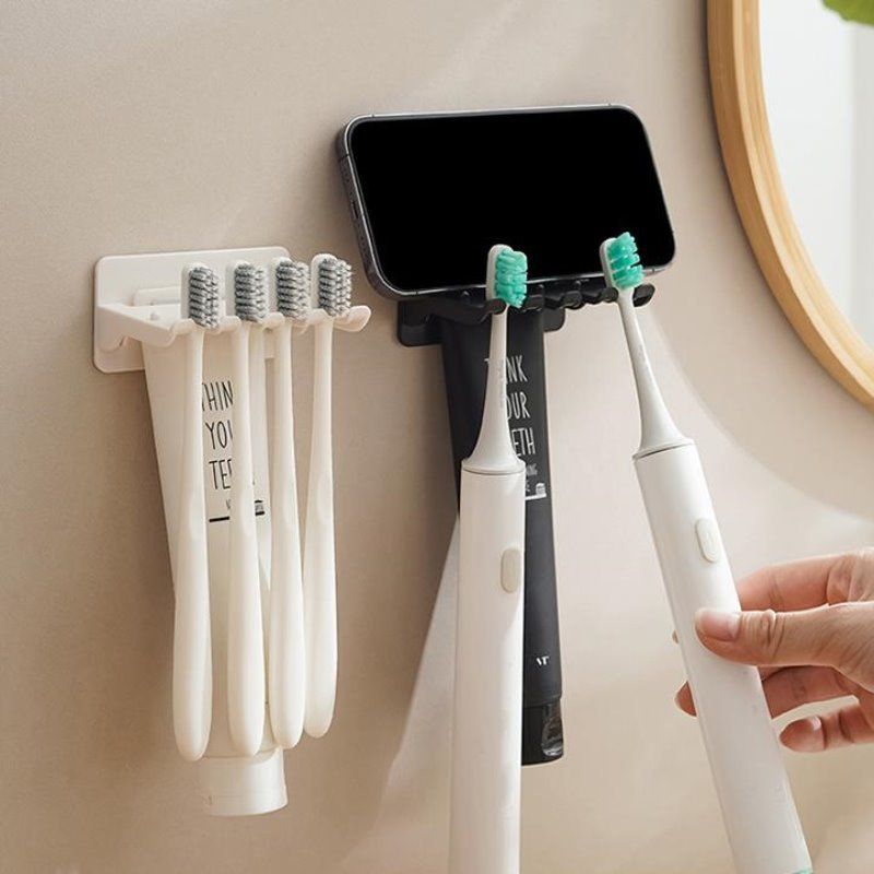 Multifunctional toothbrush holder wall mounted storage rack household toothbrush rack toothpaste rack bathroom wash rack_voghion.com