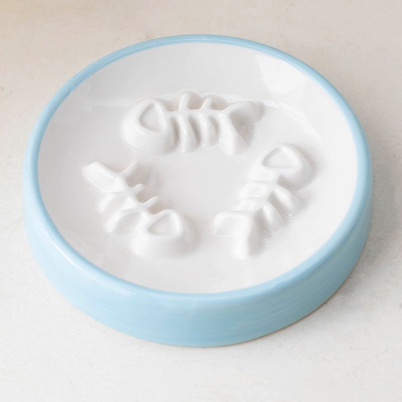 Ceramic Pet Neck Protection Anti-Choking Slow Feeder Cat Bowl Dog Food Dish_voghion.com