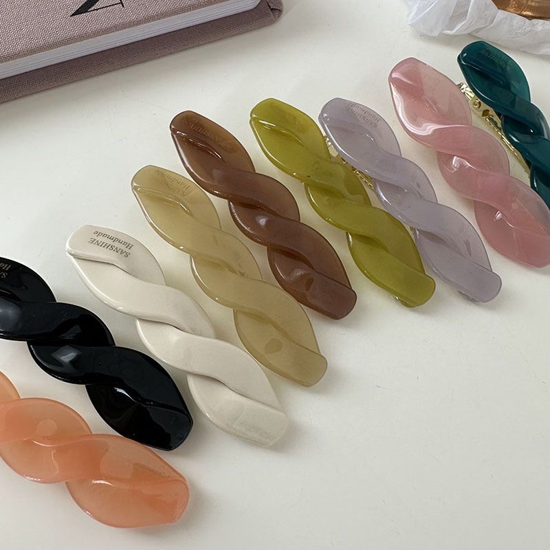 Koreansk stil retro elegant acetat twist hårspænde all-match sød pige side pandehår klips andebælk klips hårtilbehør ny stil_voghion.com