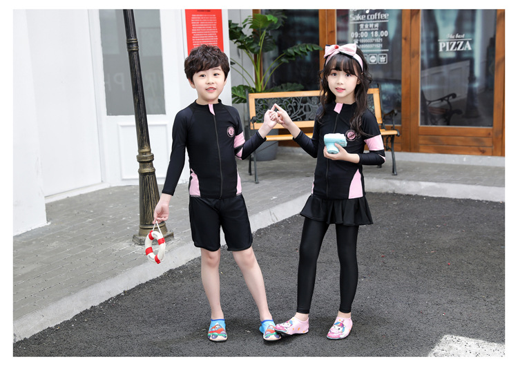 Familienkleidung Paare langärmeliger Neoprenanzug separater Quallenanzug männlicher und weiblicher langärmeliger Sonnenschutz-Badeanzug für Kinder_voghion.com