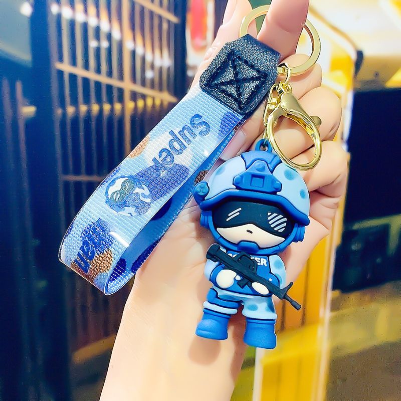 Portachiavi con ciondolo, piccolo regalo, squisita statuetta di cartone animato militare, coppia creativa, zaino_voghion.com