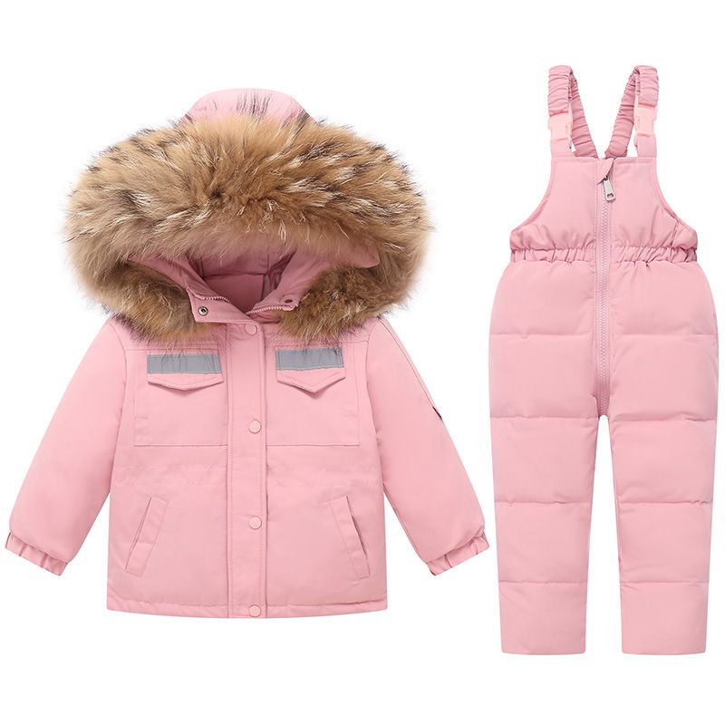 2025 Kinder Daunenjacke Kleinkind Kleinkind 1-5 Jahre alt Jungen und Mädchen neue Winter zweiteilige Set Top + Overalls_voghion.com