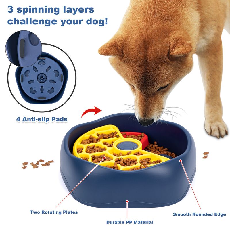 New Pet Feeder Bowl Dish Rotating Plate Puzzle Boredom Relief Slow Eating Training Dog Foraging Toy_voghion.com