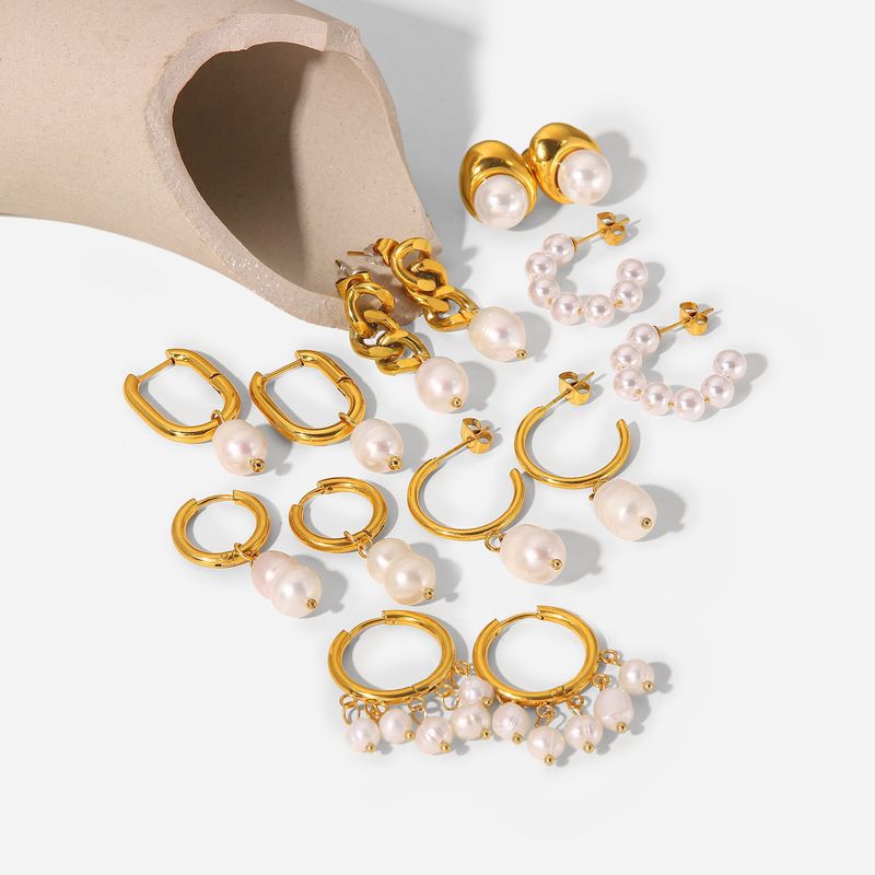 Damen Schmuck K Gold High-End-Ohrringe Modische Retro Perlenohrringe_voghion.com