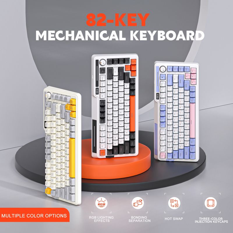 2025 Game Designer Three-mode 68/82-key Wireless Mechanical Keyboard Hot-swappable RGB Screen Multimedia Knob Customized Keyboard_voghion.com
