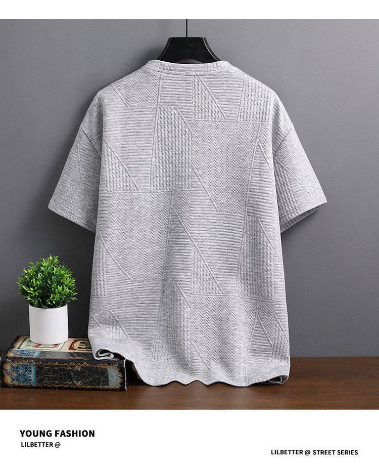 Men's Clothing Waffle Youth Short Sleeved Casual Sports Suit Loose Large Size Trendy Handsome Shorts Two Piece Suit_voghion.com