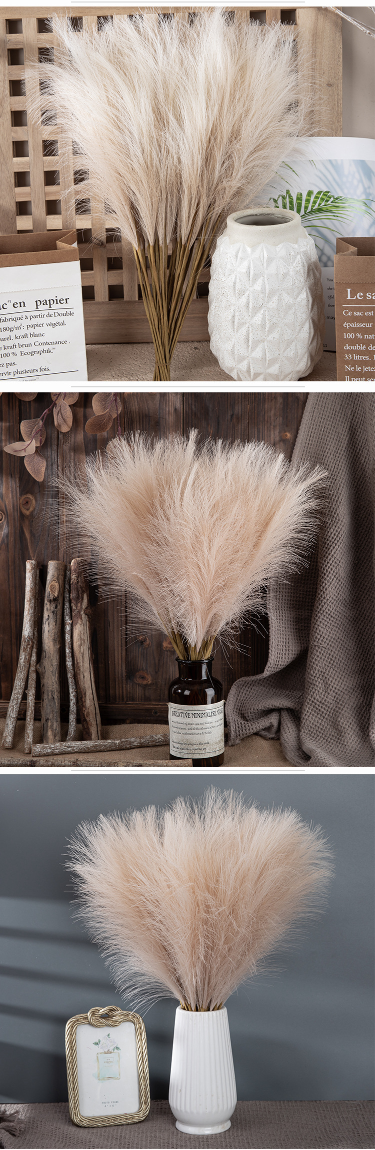 Konstgjord blomma Muyu vass Pampas INS stil tillverkare heminredning gränsöverskridande bröllop grossist konstgjord blomma MW85002_voghion.com