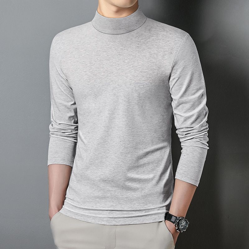 Meeste pikkade varrukatega T-särk, poolkõrge puuvillane sisekiht, alusmantel, keskmise kaelusega, sügis- ja talvealuspesu top_voghion.com