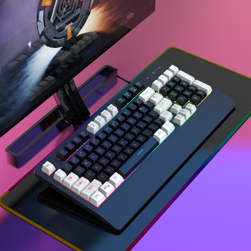 2023 Nytt 93 Tynnfilm Kablet RGB Glow Game Keyboard ABS Dual Color Injection Molding Keycap Multi Key Conflict Free_voghion.com
