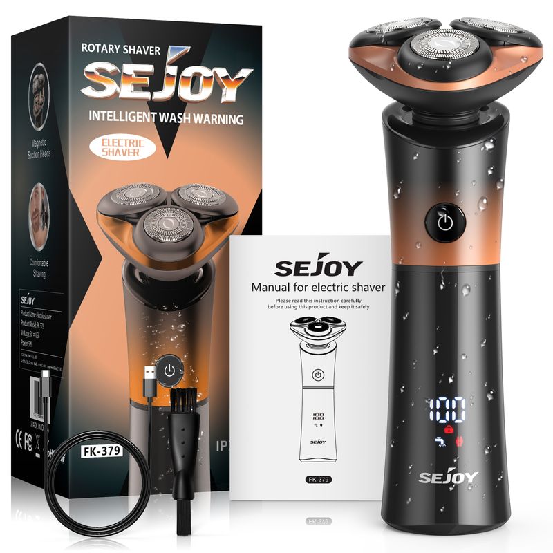 SEJOY Elektrorasierer, wiederaufladbarer Rasierer, Nass- und Trockenrasierer, Bartschneider, Herren, wasserdicht_voghion.com