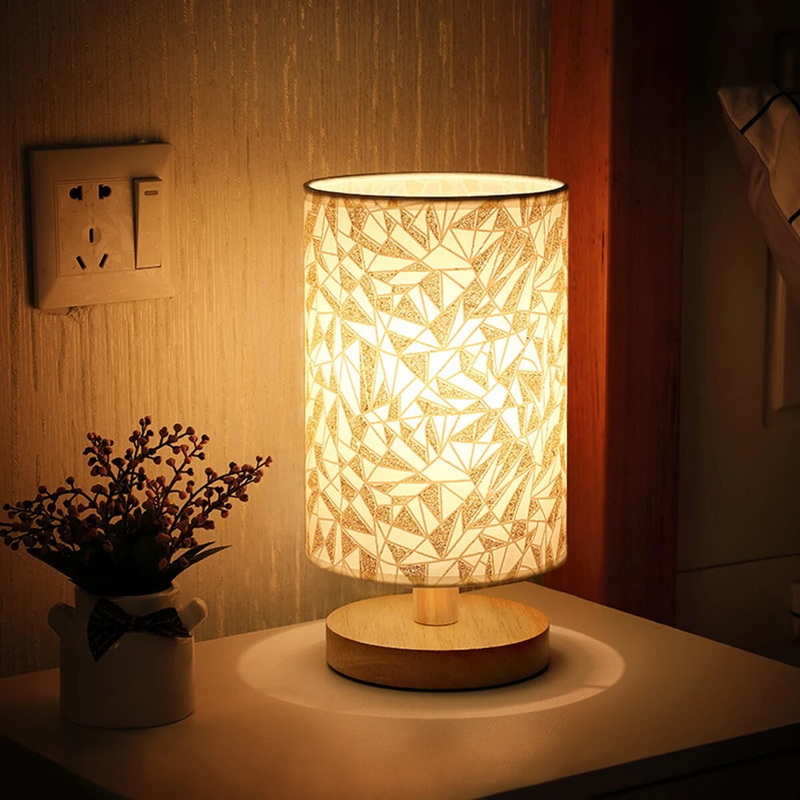 Nachttisch aus massivem Holz, neuer Leinentisch, LED-Schreibtisch, Augenschutz, Nachttisch, USB-betrieben, neben Lampe, Schlafzimmer-Dekoration_voghion.com