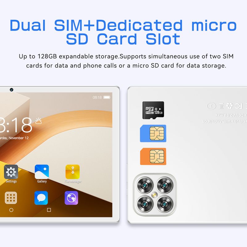 10,1 Zoll K11 Tablet mit 4G LTE, Octa-Core-Prozessor, 32 GB Speicher, Dual-SIM, Bluetooth, GPS – Weiß/Grau/Blau/Lila/Gold_voghion.com