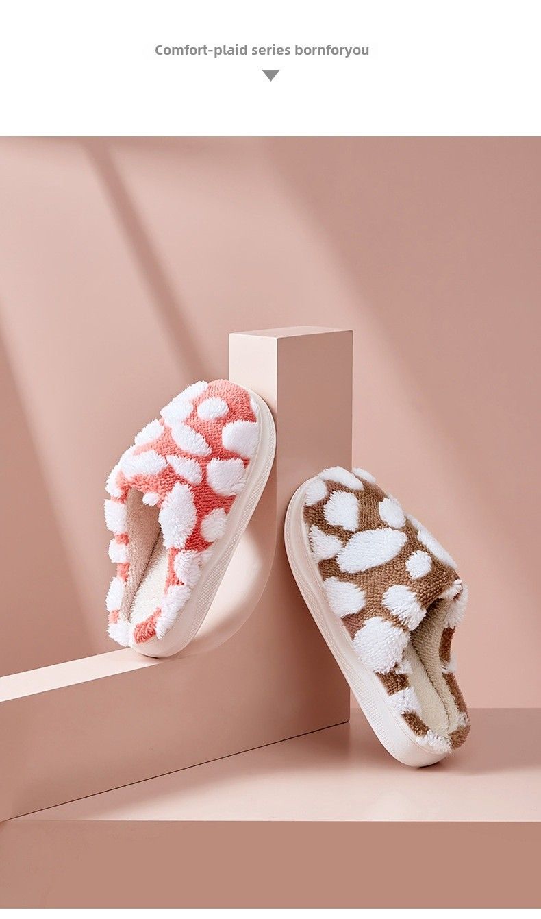 Pantofole invernali antiscivolo e soffici da donna che calpestano gli escrementi, pantofole di cotone spesse e calde da interno, pantofole di cotone da donna all'ingrosso_voghion.com