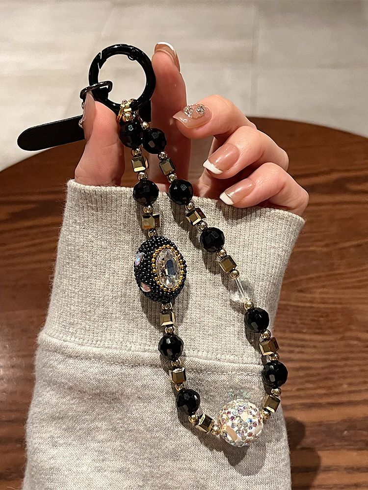 Light luxury mobile phone chain pendant, sparkling diamond, thousand diamond high-end bead wrist bracelet, rope hanging_voghion.com