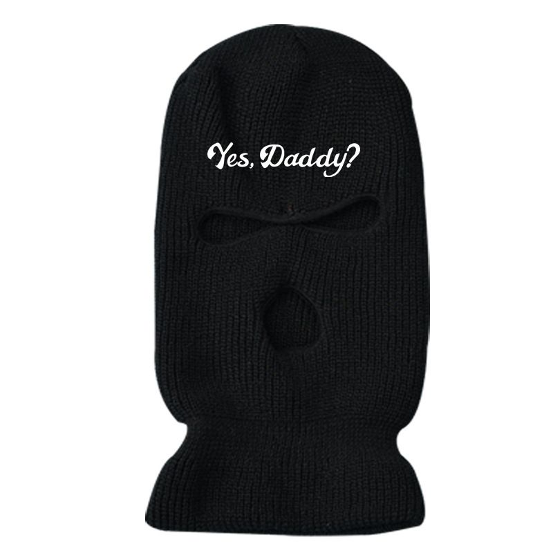 Cagoule d'hiver chaude, masque d'équitation, bonnet tricoté en laine à trois trous, bonnet brodé avec alphabet_voghion.com