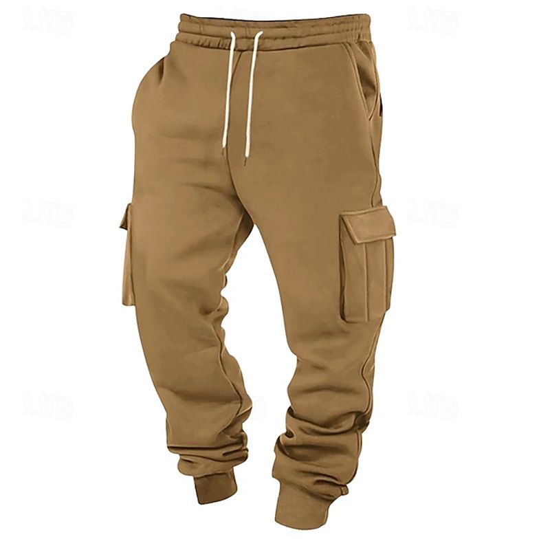 Heren cargobroek met meerdere zakken - comfortabele joggingbroek met rechte pijpen voor casual gebruik en buitenactiviteiten (zwart, donkergrijs, lichtgrijs, meer)_voghion.com