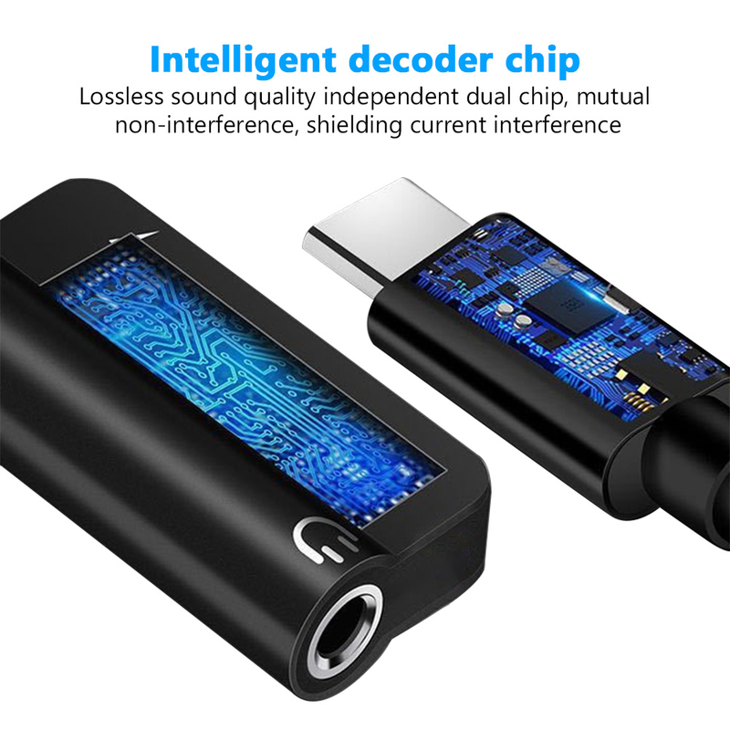 2-in-1 USB-C Typ C Auf 3,5mm Ladekabel Splitter Kopfhörer Buchse Auf Rollenmaschinenlinie Typc Stecker Adapter Y Kopfhörer Splitter Für Andriod_voghion.com