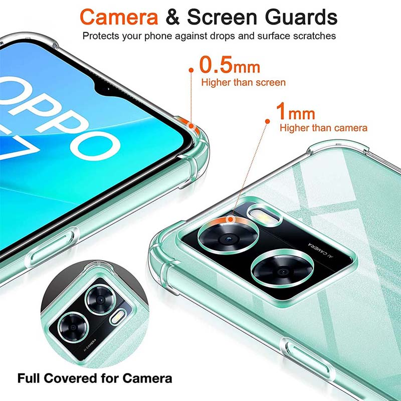 Clear Case For Oppo A57 4G A77 5G A77s A57s A57e Thick Shockproof Soft Silicone Phone Cover for Oppo A94 5G A76 A96 A78 5G A17_voghion.com