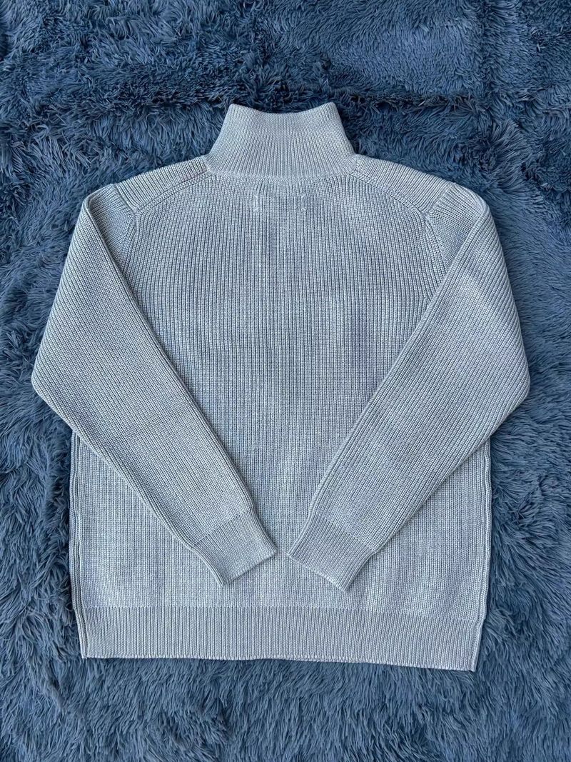Unisex Quarter-Zip High Neck Wool-Blend Sweater – Slim Fit Minimalist Pullover (M-XL)_voghion.com