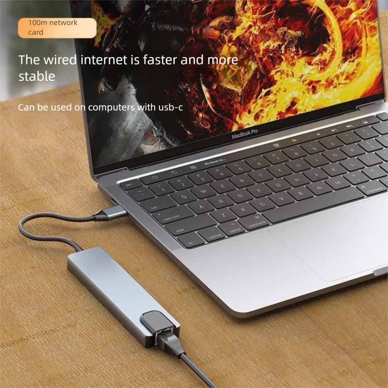 Type-C Docking Station 100M Network Port 4K HD Screen Projection USB PD Fast Charging Laptop Hub_voghion.com