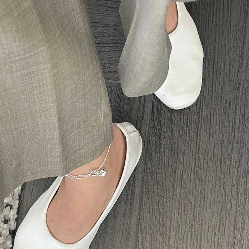 Tornozeleiras Lispector Sterling Sier Korean Love Charm Adequado para Colar de Corrente Simples Feminino Jóias de Praia de Verão_voghion.com