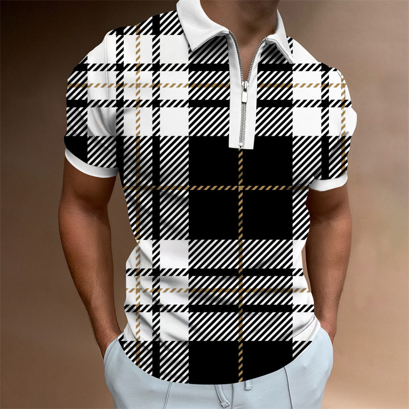 Männer Polo T-Shirt 3D Gedréckt Faarf Rotéierend Männer Poloshirt Casual Kuerzärm Fréijoer Hierscht Iwwergréisst Männer_voghion.com