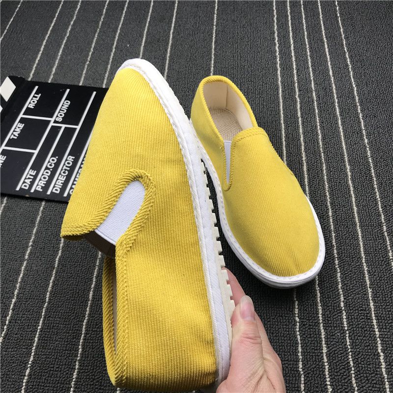 Ademende gele stoffen schoenen, casual instappers voor koppels_voghion.com