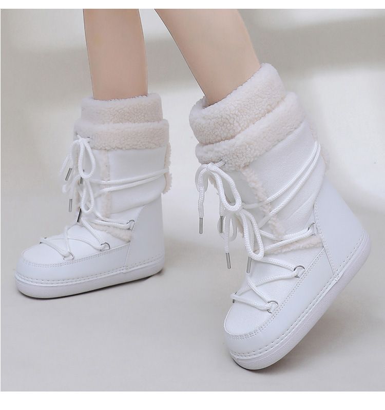 Lamb Wool High Tube Suede Space Boots Women's Ski Boots Warm_voghion.com