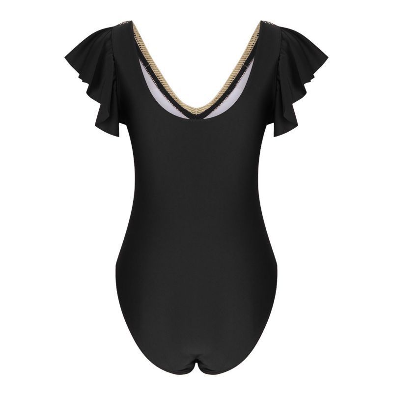 Naisten vaatteet, naisten muoti, huippuluokan seksikäs haalari, yksivärinen, pitsikauluksella varustettu, liitososainen uimapuku_voghion.com