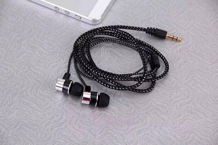 Cuffie auricolari con cavo intrecciato in corda intrecciata per subwoofer pesante, auricolari MP3/mp4 alla moda_voghion.com