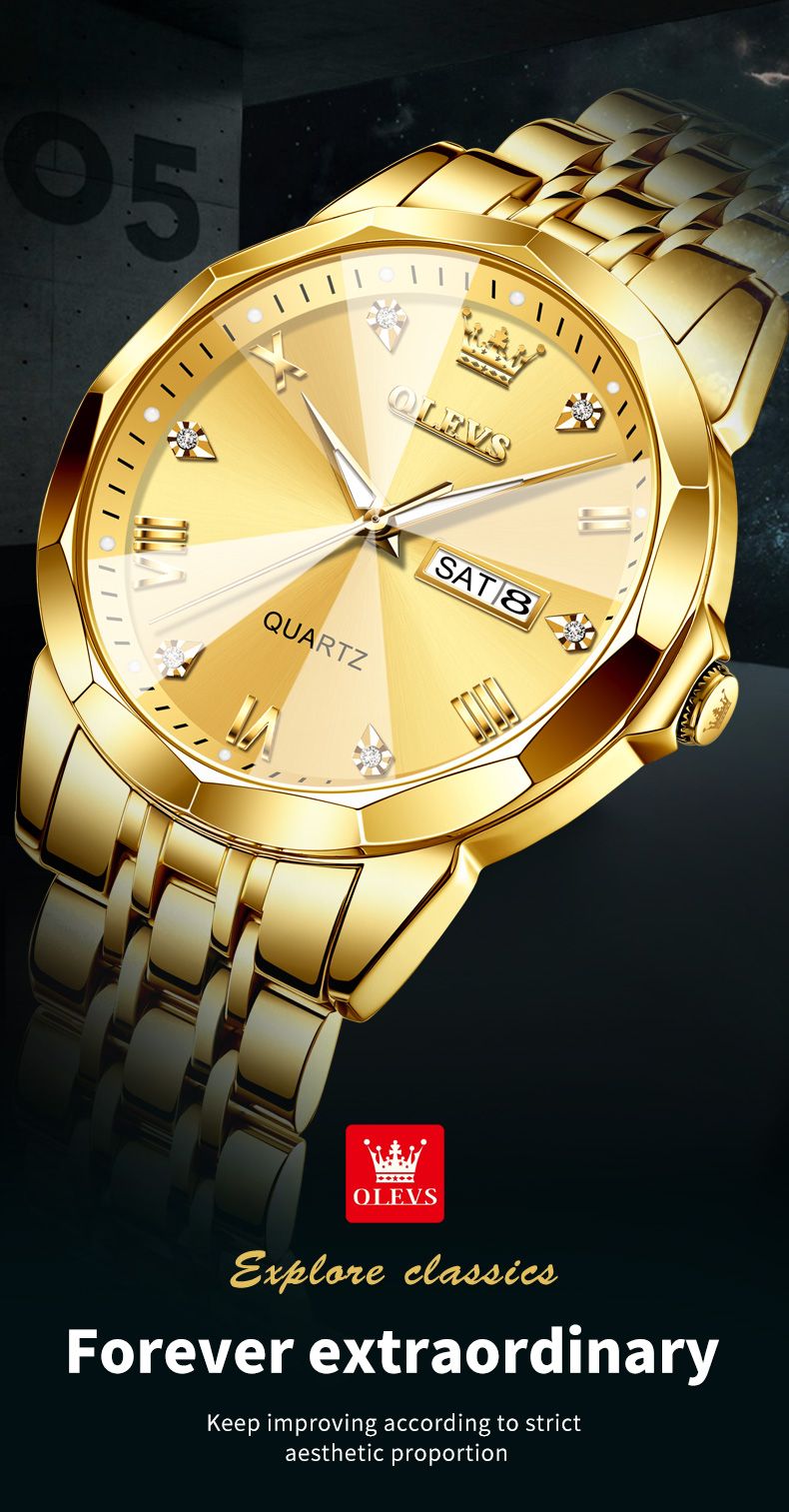 New Watch For Men Original Quartz Waterproof Male Wristwatch Gold Stainless Steel Strap High-end Luxury Man Watch Clock_voghion.com
