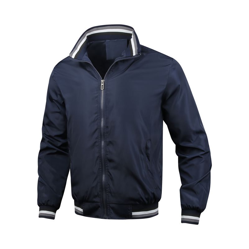 Men's European Style Spring Autumn Bomber Jacket - Slim Stand Collar Windbreaker With Waterproof Coating For Casual & Logo Customization_voghion.com