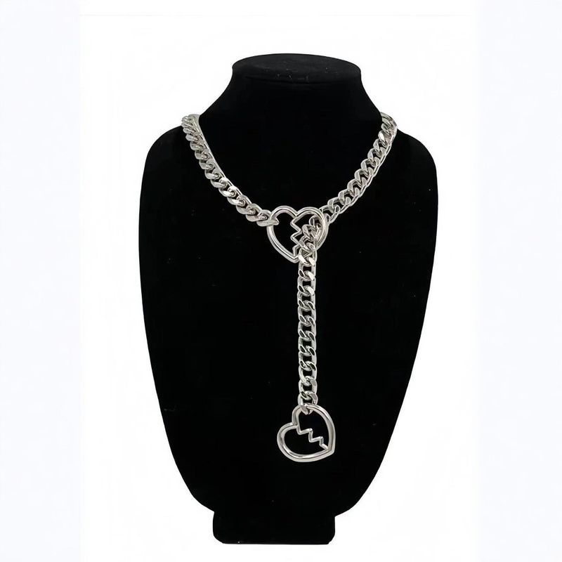 Hot-Selling 2024 New Heart Geometric Titanium Steel Simple Versatile Street Style Unisex Necklace_voghion.com